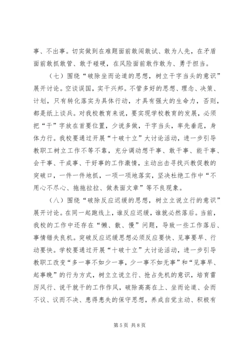 贺集小学“十破十立”专题讨论活动方案[模版] (4).docx