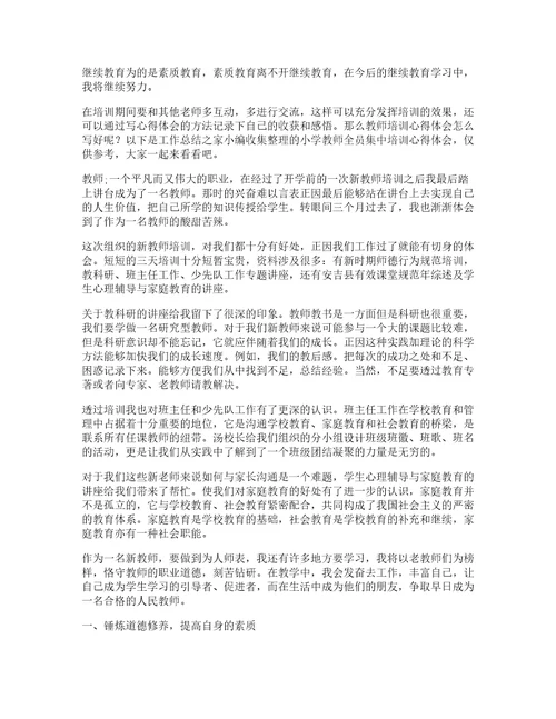 小学专业教师培训心得体会篇