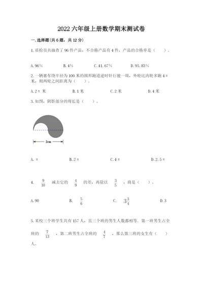 2022六年级上册数学期末测试卷（典型题）word版.docx