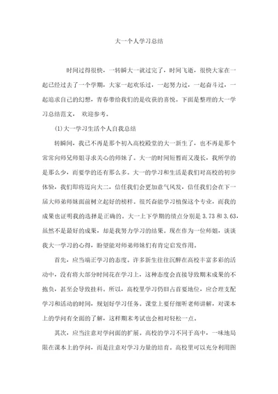 大一个人学习总结