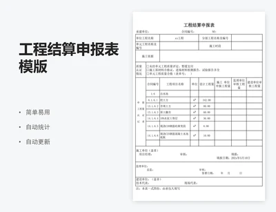 工程结算申报表模版