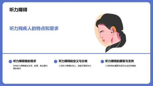 蓝色插画国际残疾人日科普介绍PPT模板