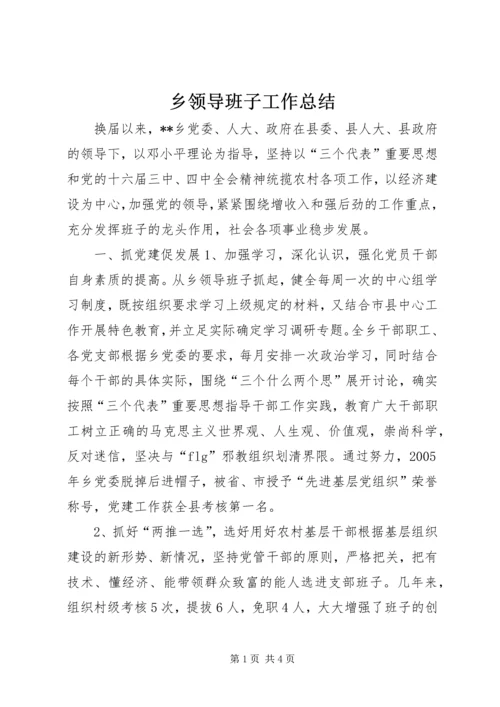 乡领导班子工作总结.docx