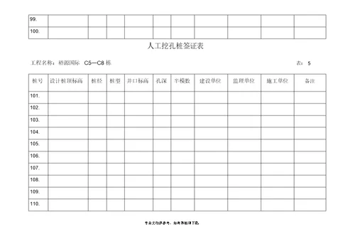 人工挖孔桩签证表