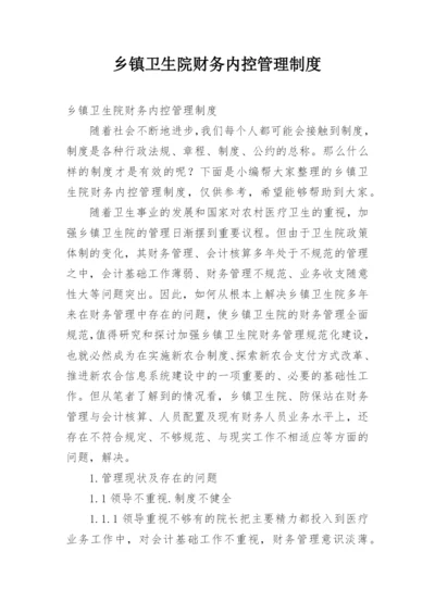 乡镇卫生院财务内控管理制度.docx