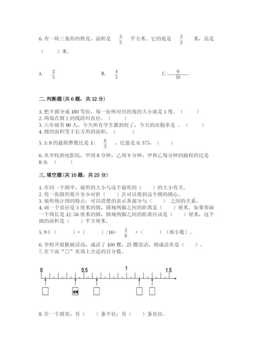2022人教版六年级上册数学期末测试卷含完整答案【典优】.docx