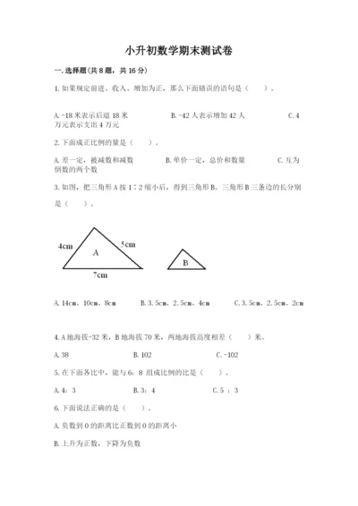 小升初数学期末测试卷精品【有一套】.docx