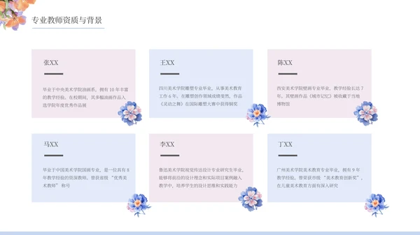 清新唯美文艺插画花朵画室总结通用PPT模板