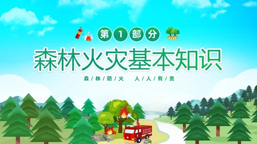 绿色清新卡通儿童321世界森林森林防火知识培训主题班会PP世界森林日