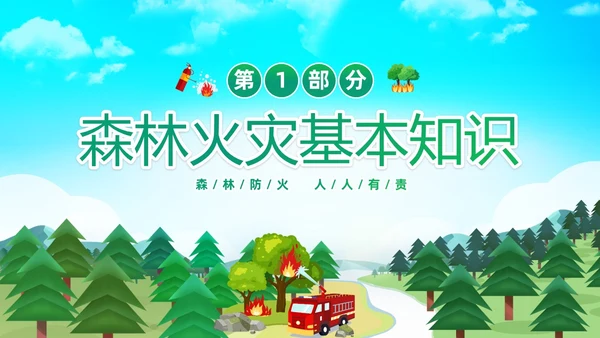 绿色清新卡通儿童321世界森林森林防火知识培训主题班会PP世界森林日