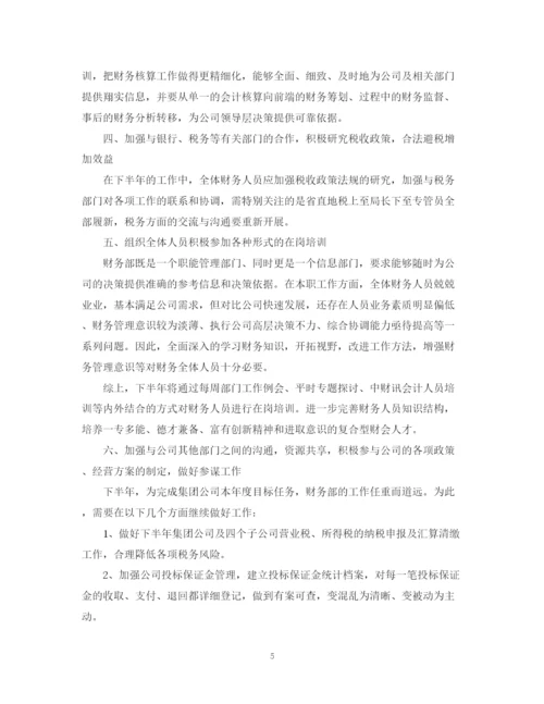 精编之下半年财务科工作计划书.docx