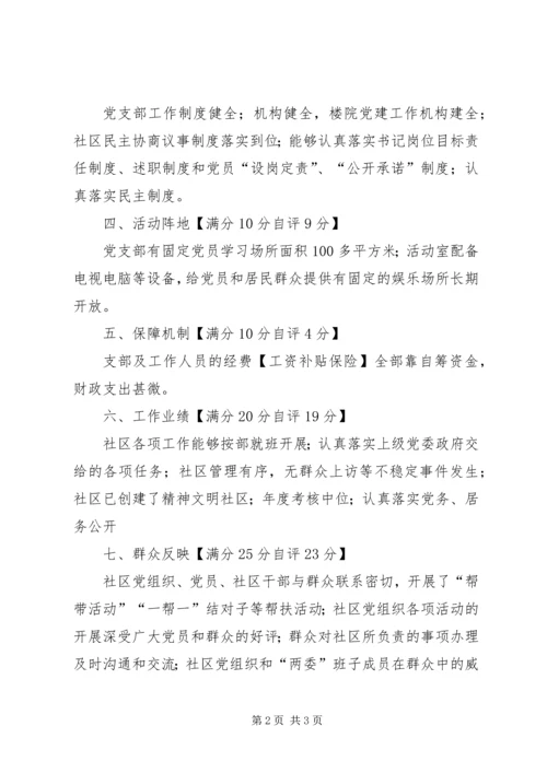 社区党支部分类定级自查自评报告.docx