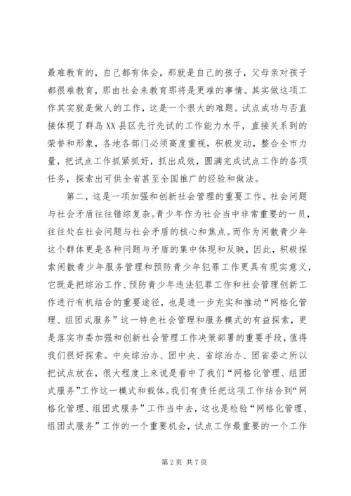 副书记在青少年管理工作会讲话.docx