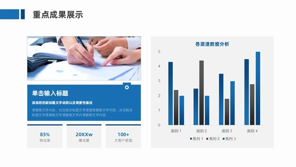 蓝色商务风工作总结汇报PPT模板
