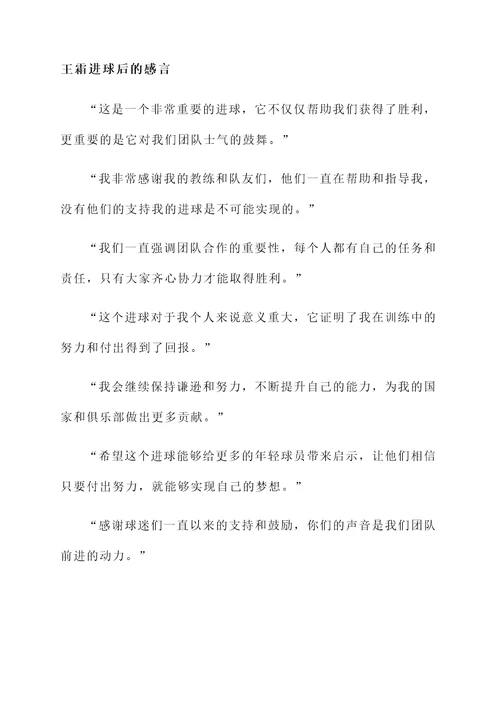 王霜进球后的感言