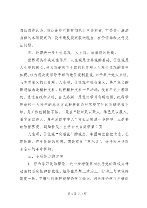 副局长民主生活会发言提纲 (2).docx