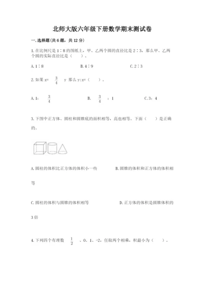 北师大版六年级下册数学期末测试卷精品（模拟题）.docx