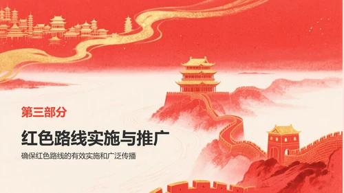 红色复古风研学旅行红色路线规划介绍PPT模板