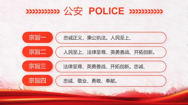 红色公安警察年终工作总结汇报PPT