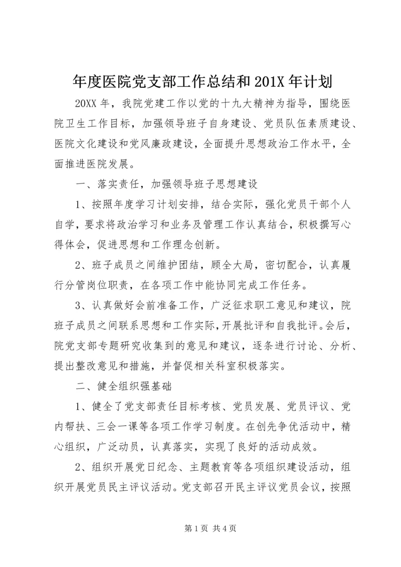 年度医院党支部工作总结和201X年计划.docx