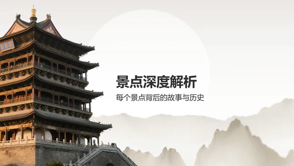 橙色复古风西安热门历史景点深度游计划PPT模板