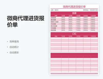 微商代理进货报价单