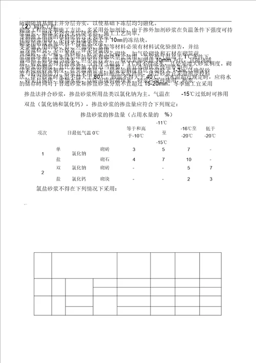 冬季施工技术实施措施