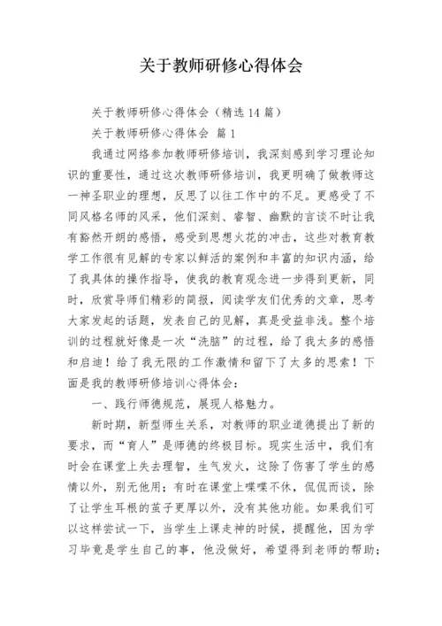 关于教师研修心得体会.docx