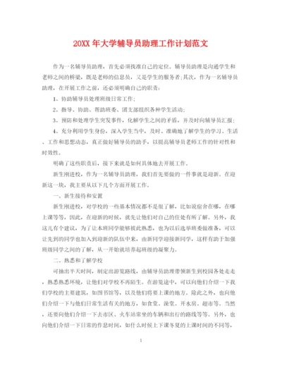 精编之大学辅导员助理工作计划范文.docx