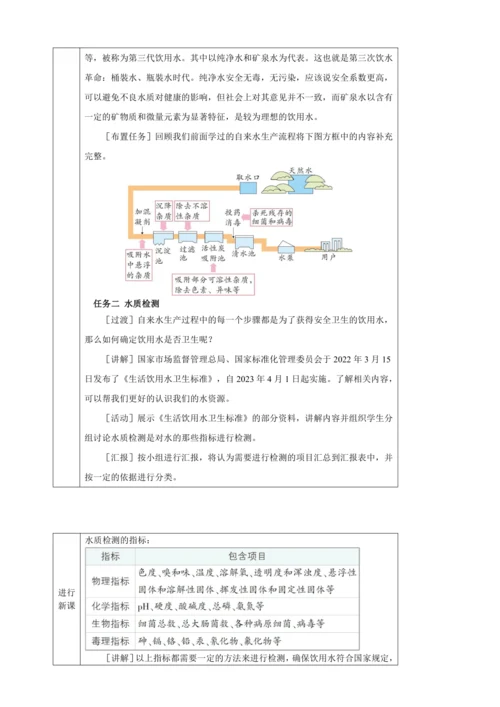 【核心素养·情景教学】2024年人教版化学九年级上册 跨学科实践活动3水质检测及自制净水器 教案