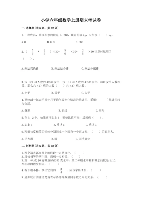小学六年级数学上册期末考试卷附完整答案（有一套）.docx