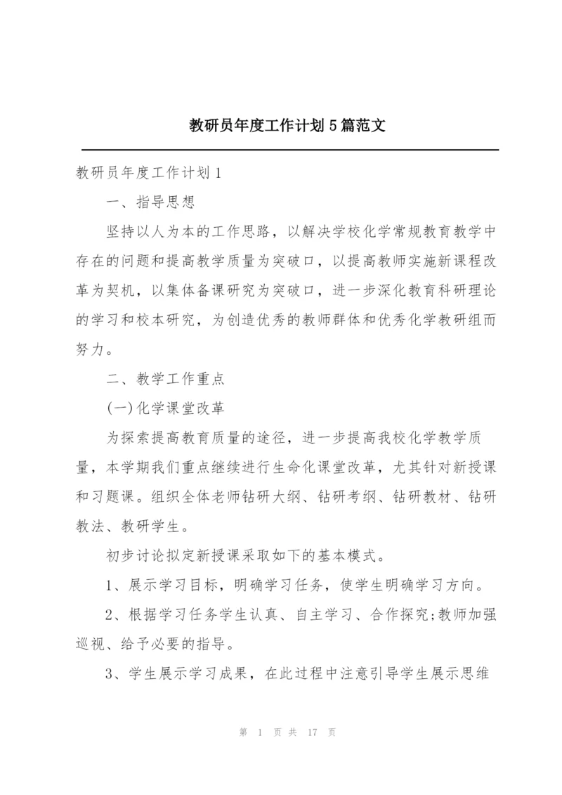 教研员年度工作计划5篇范文.docx