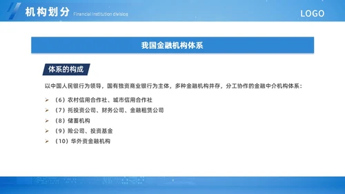 蓝色扁平简约金融知识培训ppt模板