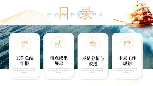 绿色烫金实拍励志工作总结乘风破浪开拓未来工作汇报模板PPT