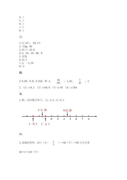 河南省平顶山市六年级下册数学期末测试卷（精选题）.docx