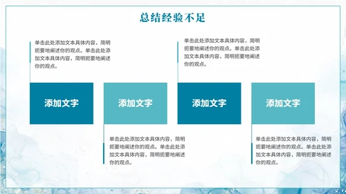 简约蓝色水彩纹理年终工作总结PPT模板