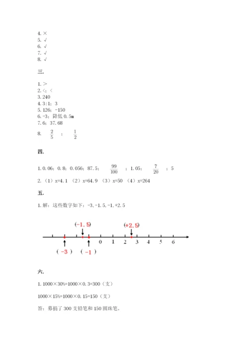 苏教版数学六年级下册试题期末模拟检测卷加答案.docx