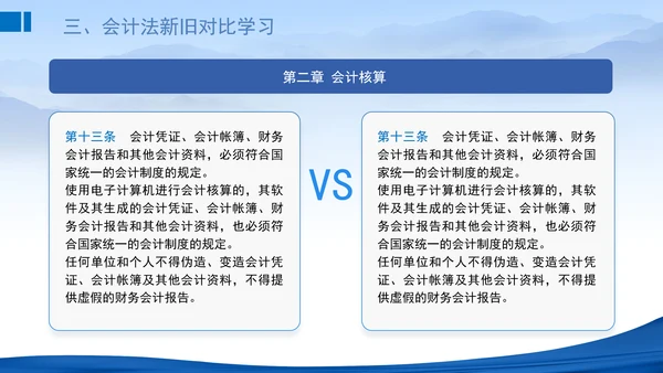 2024新修订中华人民共和国会计法新旧对比学习解读PPT