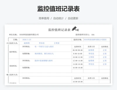 监控值班记录表