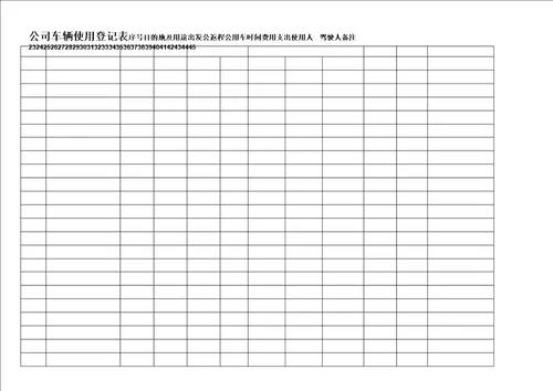 公司车辆使用登记表格