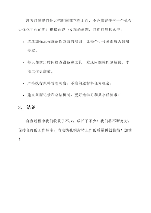 电缆孔洞封堵自查情况汇报