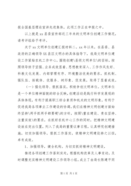 关于文明单位创建汇报材料.docx