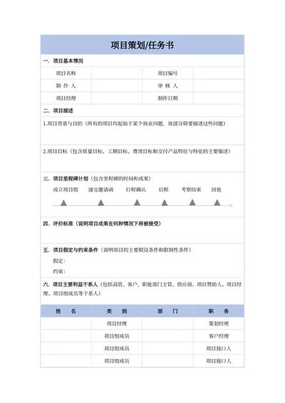 项目策划任务书