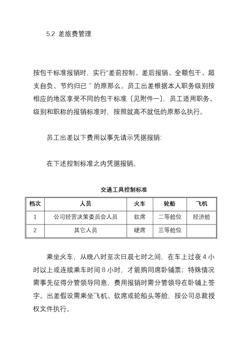 公司差旅费管理办法