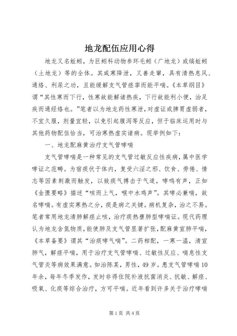 地龙配伍应用心得.docx