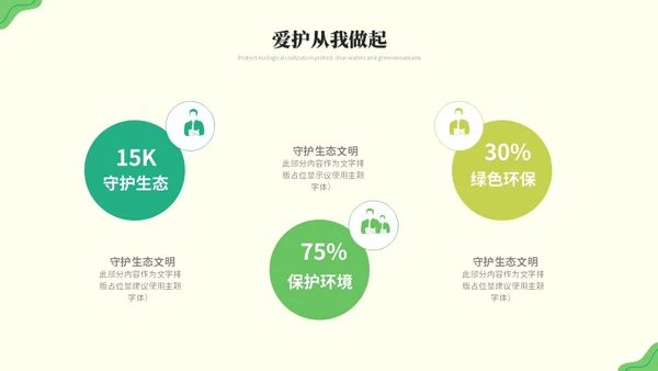 绿色清新简约生态文明节能环保低碳出行保护环境PPT模板