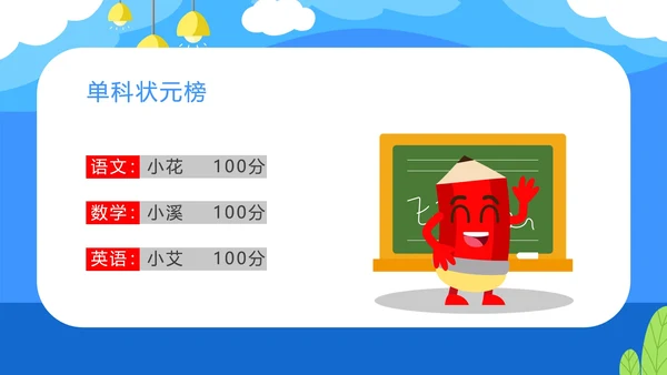 卡通蓝色考试分析暨家长会PPT模板