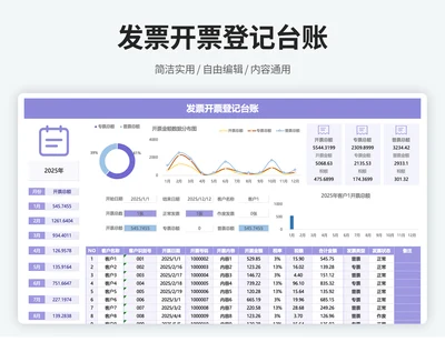 公司发票开票登记台账