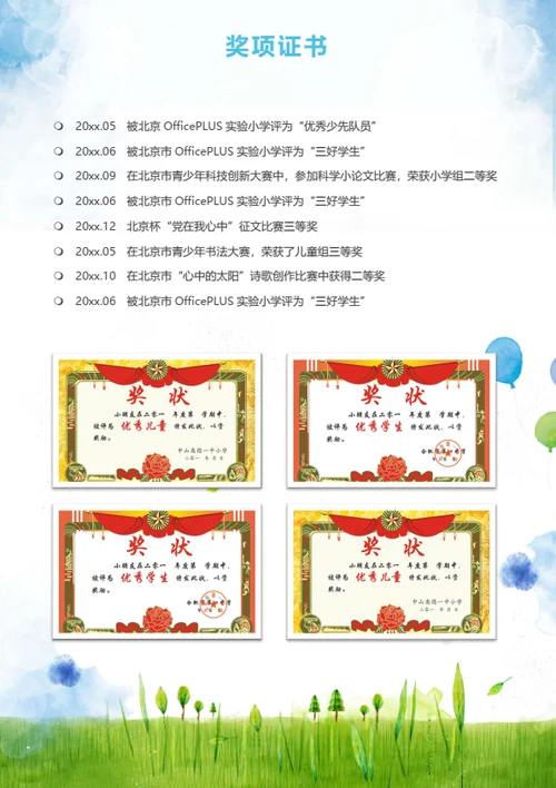 幼升小故事大王简历模板