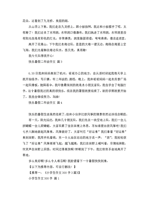 快乐暑假二年级作文4篇